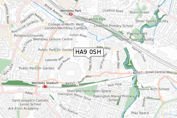 HA9 0SH map - small scale - OS Open Zoomstack (Ordnance Survey)