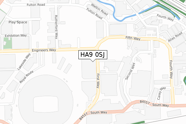 HA9 0SJ map - large scale - OS Open Zoomstack (Ordnance Survey)