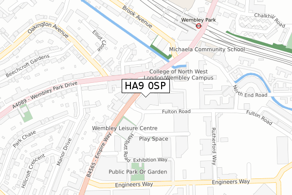 HA9 0SP map - large scale - OS Open Zoomstack (Ordnance Survey)