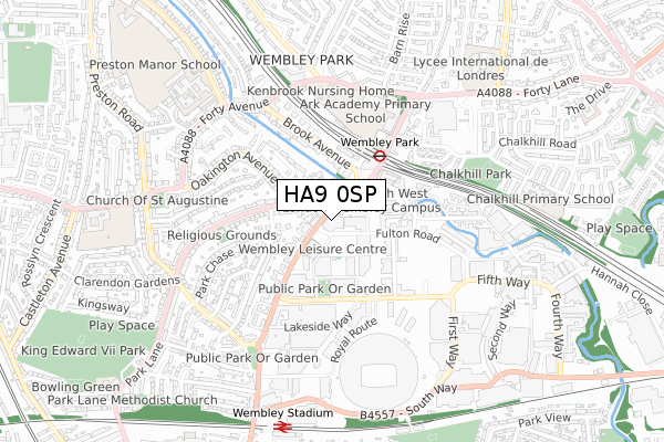 HA9 0SP map - small scale - OS Open Zoomstack (Ordnance Survey)