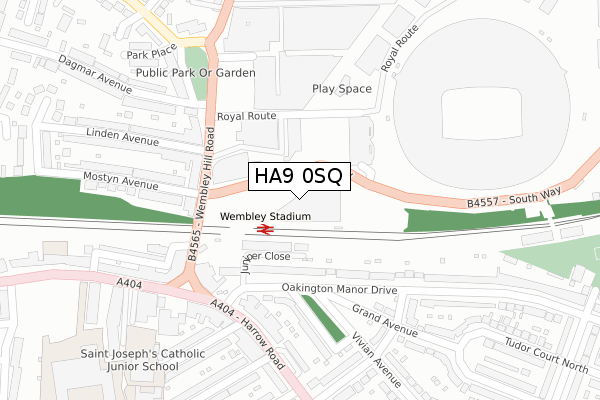 HA9 0SQ map - large scale - OS Open Zoomstack (Ordnance Survey)