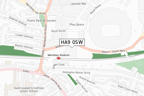 HA9 0SW map - large scale - OS Open Zoomstack (Ordnance Survey)