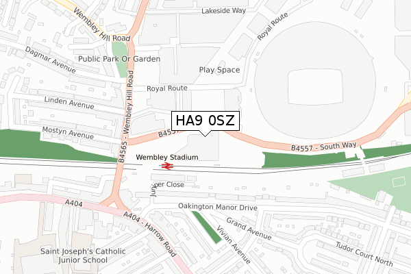 HA9 0SZ map - large scale - OS Open Zoomstack (Ordnance Survey)