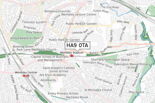 HA9 0TA map - small scale - OS Open Zoomstack (Ordnance Survey)