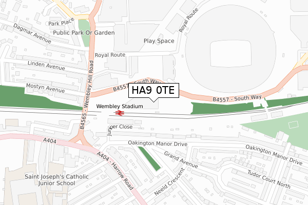 HA9 0TE map - large scale - OS Open Zoomstack (Ordnance Survey)