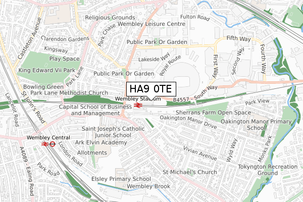 HA9 0TE map - small scale - OS Open Zoomstack (Ordnance Survey)