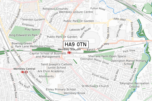 HA9 0TN map - small scale - OS Open Zoomstack (Ordnance Survey)