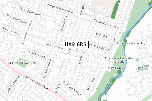 HA9 6RS map - large scale - OS Open Zoomstack (Ordnance Survey)