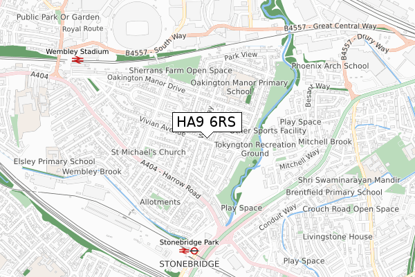 HA9 6RS map - small scale - OS Open Zoomstack (Ordnance Survey)