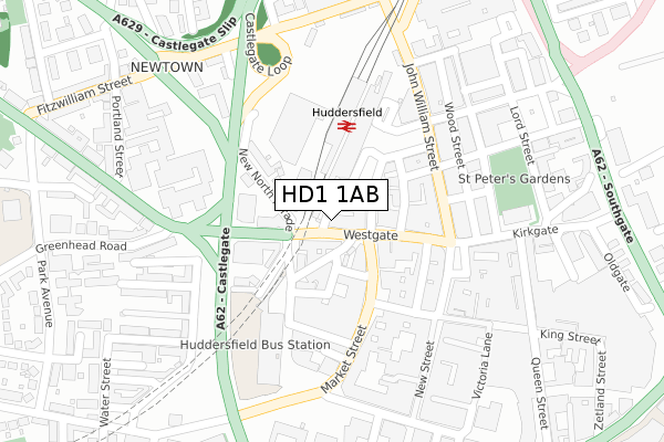 HD1 1AB map - large scale - OS Open Zoomstack (Ordnance Survey)