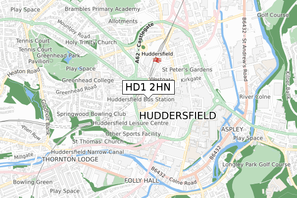 HD1 2HN map - small scale - OS Open Zoomstack (Ordnance Survey)