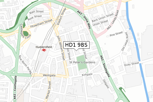HD1 9BS map - large scale - OS Open Zoomstack (Ordnance Survey)