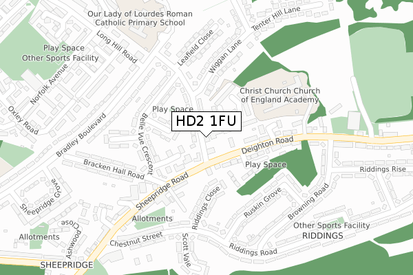 HD2 1FU map - large scale - OS Open Zoomstack (Ordnance Survey)