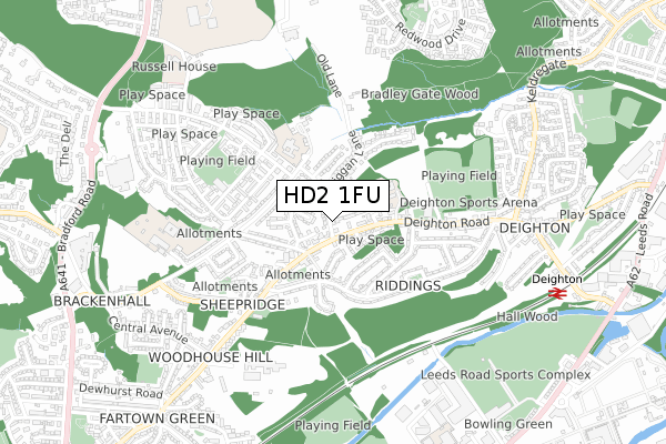 HD2 1FU map - small scale - OS Open Zoomstack (Ordnance Survey)