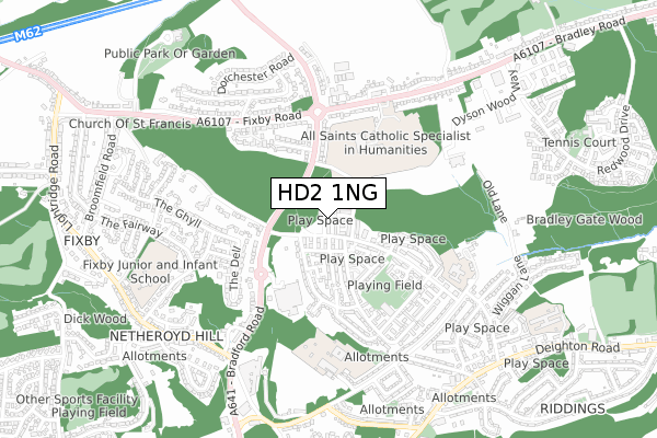 HD2 1NG map - small scale - OS Open Zoomstack (Ordnance Survey)