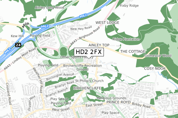 HD2 2FX map - small scale - OS Open Zoomstack (Ordnance Survey)