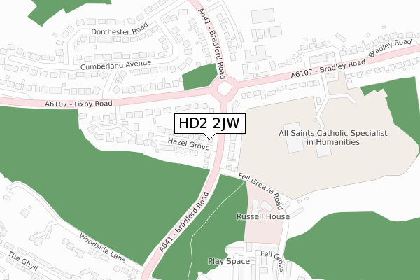 HD2 2JW map - large scale - OS Open Zoomstack (Ordnance Survey)