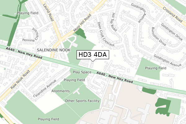 HD3 4DA map - large scale - OS Open Zoomstack (Ordnance Survey)