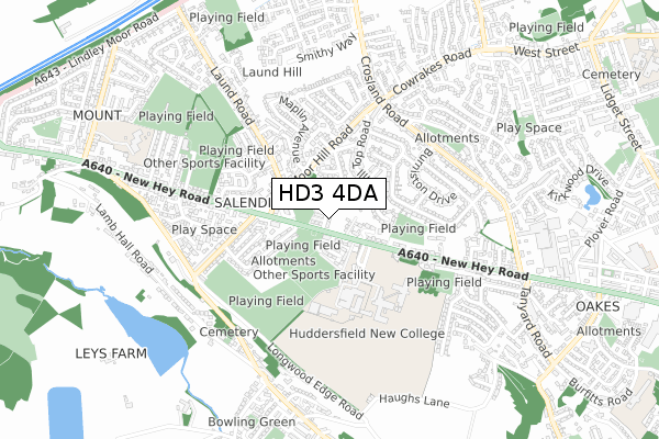 HD3 4DA map - small scale - OS Open Zoomstack (Ordnance Survey)