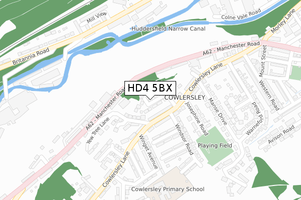 HD4 5BX map - large scale - OS Open Zoomstack (Ordnance Survey)