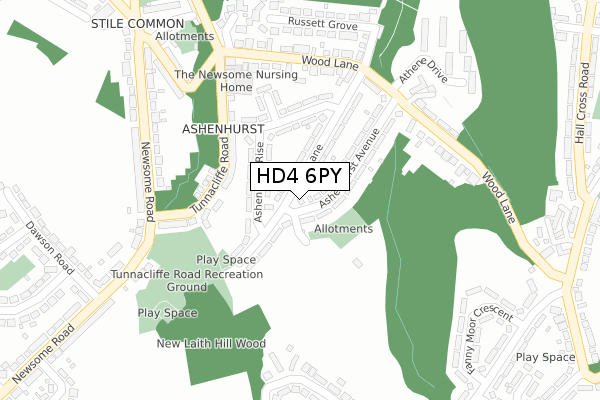 HD4 6PY map - large scale - OS Open Zoomstack (Ordnance Survey)