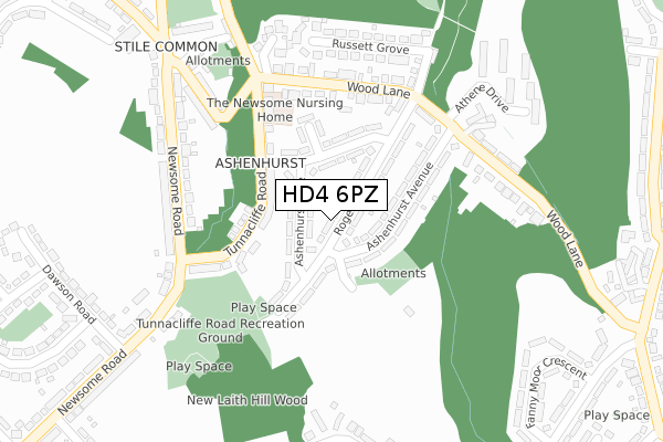 HD4 6PZ map - large scale - OS Open Zoomstack (Ordnance Survey)