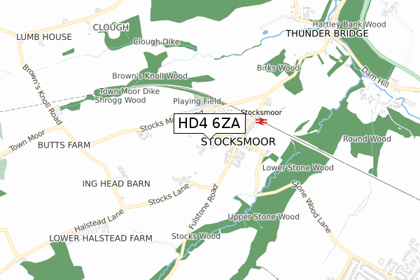 HD4 6ZA map - small scale - OS Open Zoomstack (Ordnance Survey)