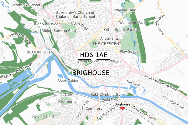 HD6 1AE map - small scale - OS Open Zoomstack (Ordnance Survey)