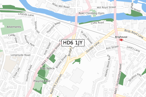 HD6 1JY map - large scale - OS Open Zoomstack (Ordnance Survey)