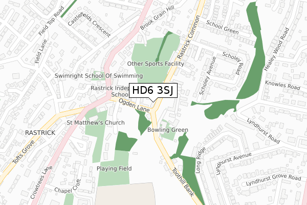 HD6 3SJ map - large scale - OS Open Zoomstack (Ordnance Survey)