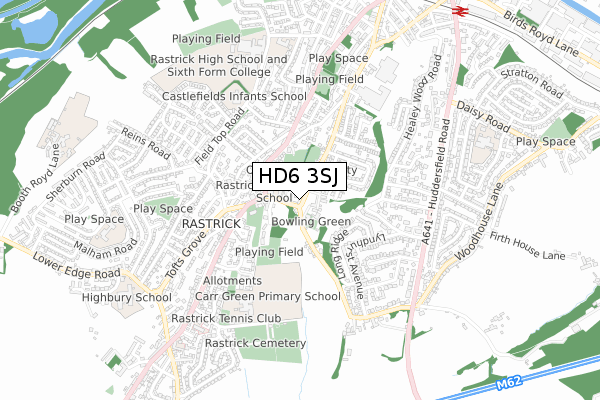 HD6 3SJ map - small scale - OS Open Zoomstack (Ordnance Survey)