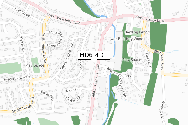 HD6 4DL map - large scale - OS Open Zoomstack (Ordnance Survey)