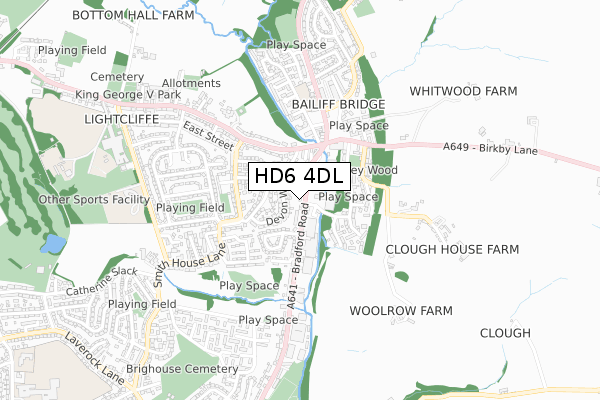 HD6 4DL map - small scale - OS Open Zoomstack (Ordnance Survey)