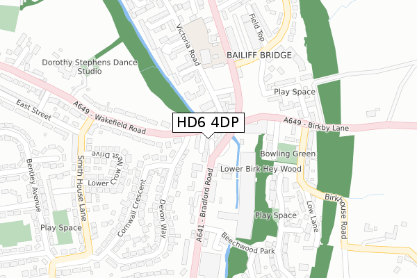 HD6 4DP map - large scale - OS Open Zoomstack (Ordnance Survey)