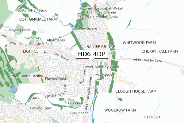 HD6 4DP map - small scale - OS Open Zoomstack (Ordnance Survey)