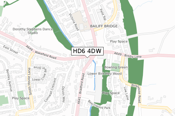 HD6 4DW map - large scale - OS Open Zoomstack (Ordnance Survey)