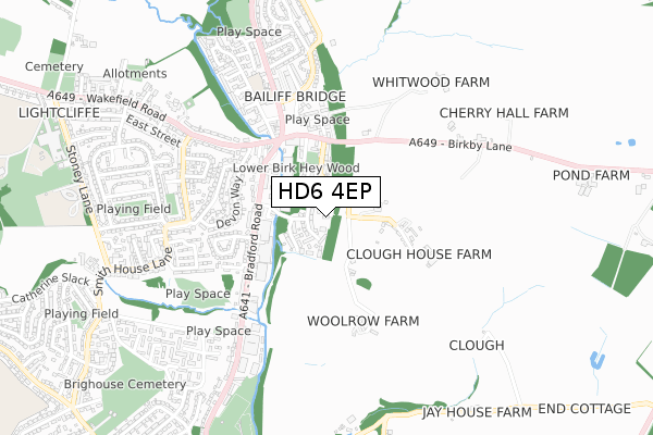 HD6 4EP map - small scale - OS Open Zoomstack (Ordnance Survey)