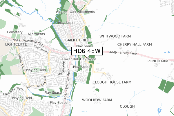 HD6 4EW map - small scale - OS Open Zoomstack (Ordnance Survey)