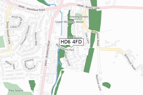 HD6 4FD map - large scale - OS Open Zoomstack (Ordnance Survey)