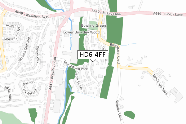 HD6 4FF map - large scale - OS Open Zoomstack (Ordnance Survey)