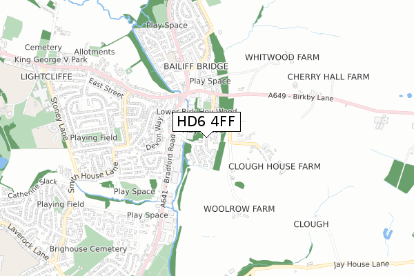 HD6 4FF map - small scale - OS Open Zoomstack (Ordnance Survey)