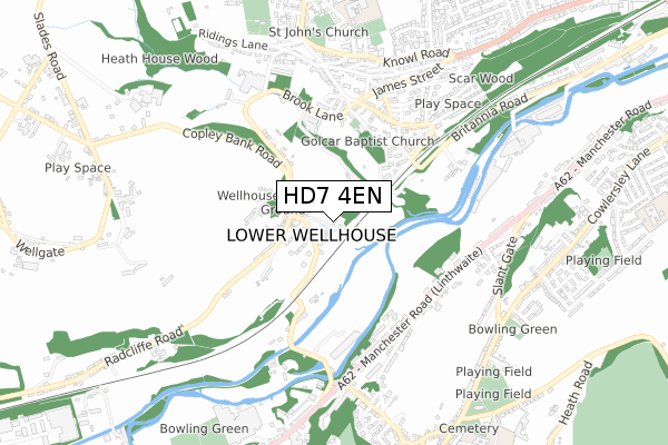 HD7 4EN map - small scale - OS Open Zoomstack (Ordnance Survey)