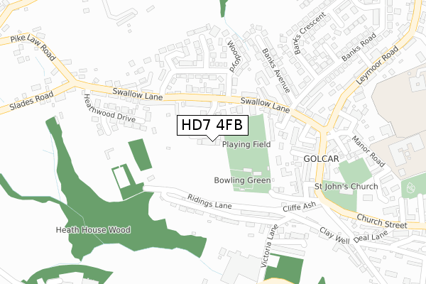 HD7 4FB map - large scale - OS Open Zoomstack (Ordnance Survey)