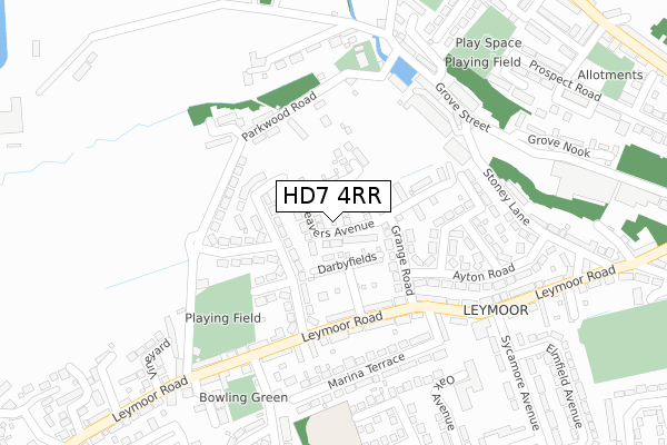 HD7 4RR map - large scale - OS Open Zoomstack (Ordnance Survey)