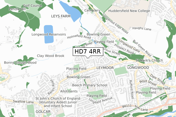 HD7 4RR map - small scale - OS Open Zoomstack (Ordnance Survey)