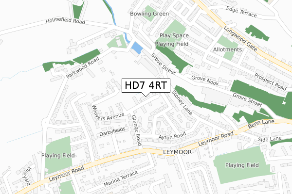 HD7 4RT map - large scale - OS Open Zoomstack (Ordnance Survey)