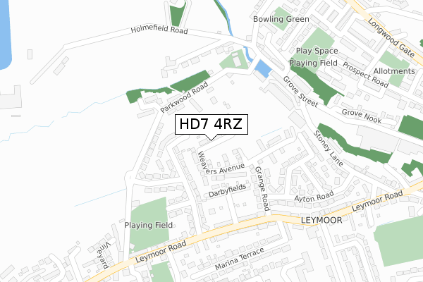 HD7 4RZ map - large scale - OS Open Zoomstack (Ordnance Survey)