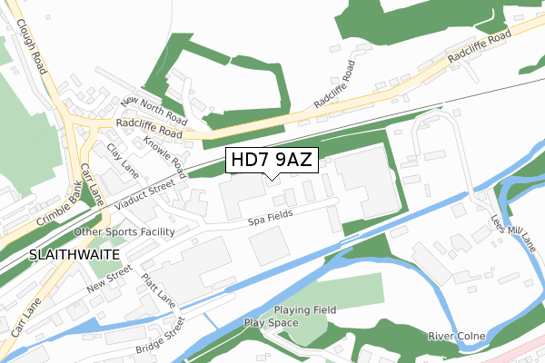 HD7 9AZ map - large scale - OS Open Zoomstack (Ordnance Survey)