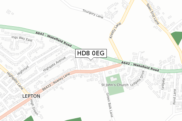 HD8 0EG map - large scale - OS Open Zoomstack (Ordnance Survey)