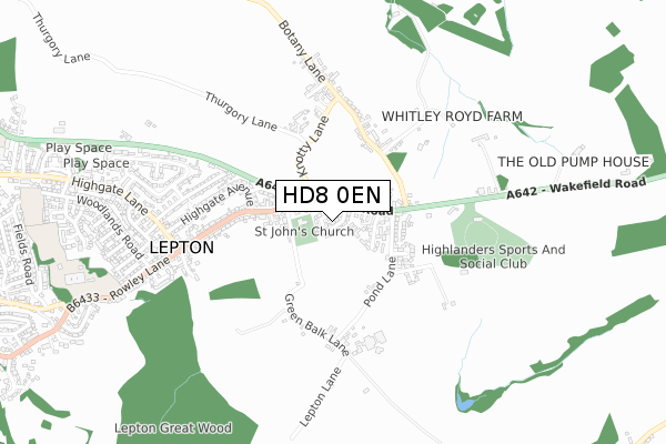 HD8 0EN map - small scale - OS Open Zoomstack (Ordnance Survey)